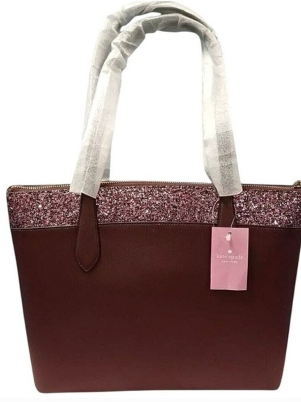 Kate Spade NWT Glitter Trim Tote – Burgundy / Wine - Picture 1 of 6